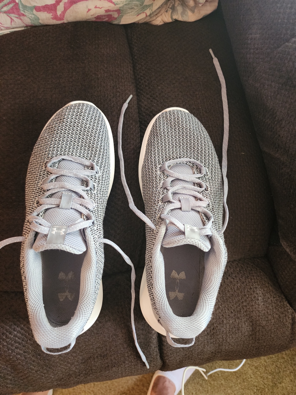 Under Armour Women's Light Gray Knit Training Sneakers